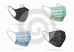 Face Mask Protection collections isolated on white background. Clipping path