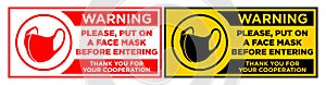 Face mask required sign photo