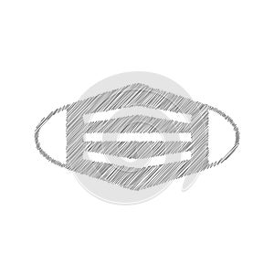Face mask sketch vector icon. Mask that protects airborne diseases, viruses
