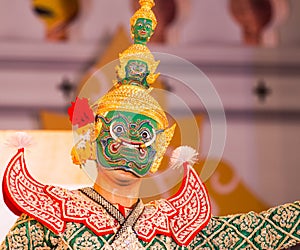 Face mask with traditional thai costume in Bangkok