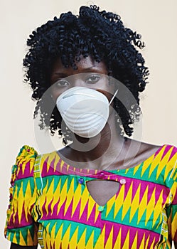 Face Masks for African People confronting global epidemic, gorgeous African Woman Wearing Face Protection