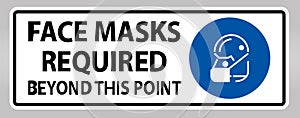 Face Masks Required Beyond This Point Sign Isolate On White Background,Vector Illustration EPS.10