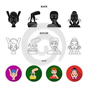 Face massage, foot bath, shaving, face washing. Skin Care set collection icons in black,flat,outline style vector symbol