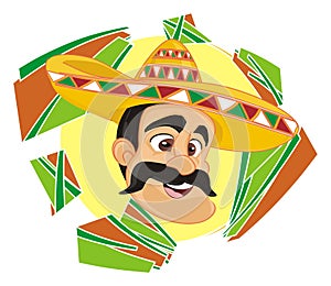 Face of mexican in sombrero