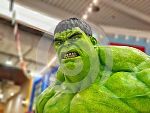 The face and mood of The Hulk in front of Major Cineplex