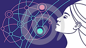 Face with network connections, digital communication vector design Generative AI