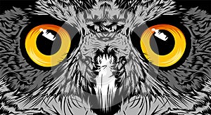 Face owl eye yellow illustration