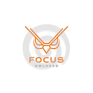 face owl eyes beak modern line tech logo design vector icon illustration
