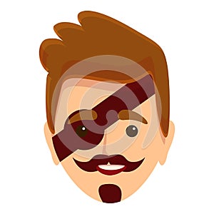 Face painting boy pirate icon, cartoon style