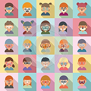 Face painting icons set flat vector. Paint kids make up