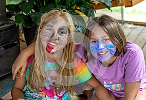Face painting portrait of two girls