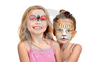 Face painting, tiger and ladybug