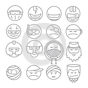 Face people icons outline