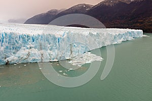 The face of the Perito Moreno Glacier located in the Los Glaciares National Park in Santa Cruz Province, Argentina