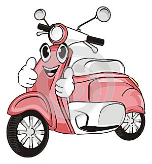 Face of pink moped