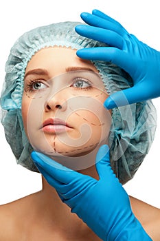 Face before plastic surgery operation