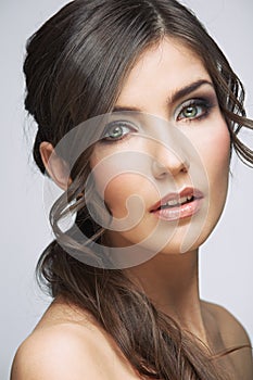 Face portrait of beautiful woman with natural clean skin