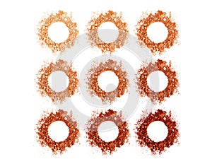 Face powder crushed circle frame. Isolated on white background.