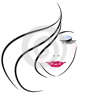Face of pretty woman logo vector photo