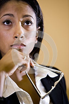 Face of pretty young African-American woman