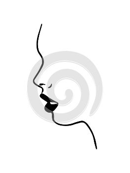 Face profile view. Elegant silhouette of a young woman. Vector Illustration