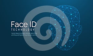 Face recognition biometric ID. Face scan vector digital security technology