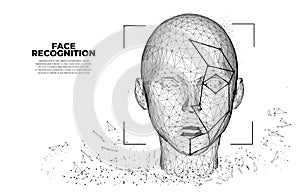 Face Recognition. Facial Recognition System concept. biometric scanning, 3D scanning. Face ID. Identification of a person through photo