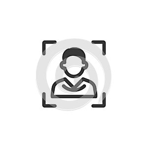 Person Icon in Focus Frame: Digital Identity Verification Concept