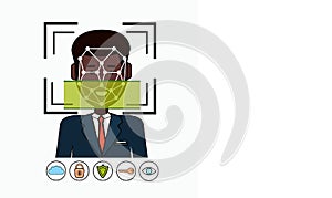 Face Recognition And Identification System Biometrical Identification African American Business Man Face Scanning