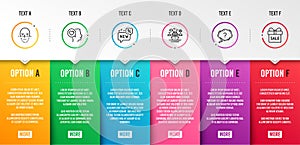 Face recognition, New and Ship travel icons set. Question mark, Romantic talk and Sale offer signs. Vector