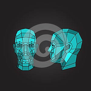 Face recognition and scanning - biometric security system. Vector illustration