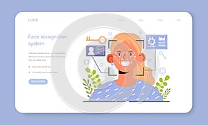 Face recognition system development web banner or landing page