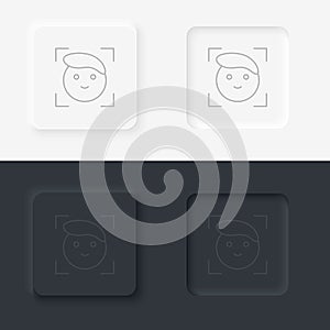 Face, recognition, tech icon - Vector. Artificial intelligence neumorphic style vector icon