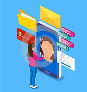 Face recognition technology concept.