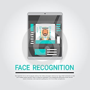 Face Recognition Technology Digital Tablet Security System Scanning Islamic Male User Biometric Identification Concept