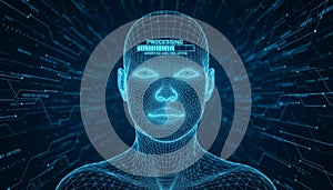 Face recognition technology scanning biometric data processing identity