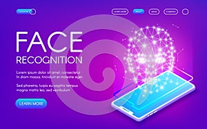 Face recognition technology vector illustration