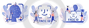 Face recognition using a laser ID. Tiny people scans face use smartphone or laptop. Data security. Biometric