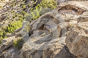 Face rock formation at Black Dragon canyon, Utah