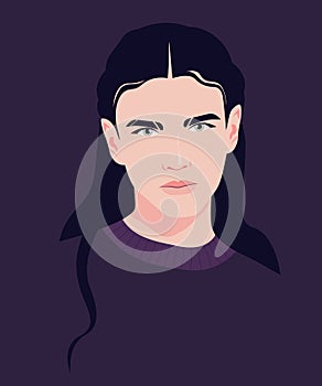 The face of a sad young brunette man