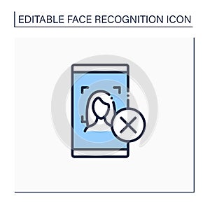 Face scan rejected line icon