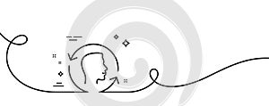 Face scanning repeat line icon. Face id update sign. Continuous line with curl. Vector