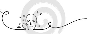 Face search line icon. Head recognition sign. Continuous line with curl. Vector