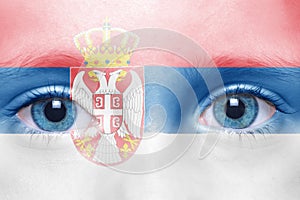 face with serbian flag