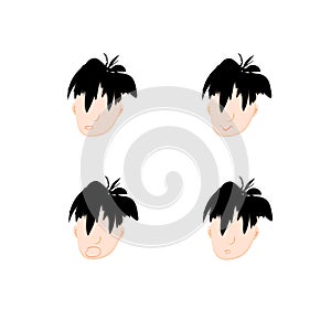 Face set with negative emotions sadness fright fear confusion flat design stock vector illustrati