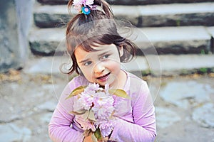 Face and skincare. allergy to flowers. Little girl in sunny spring. Springtime. weather forecast. Summer girl fashion