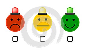 Face smile icon positive, negative neutral opinion vector rate button signs on white background