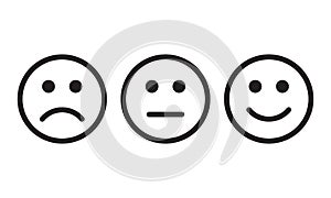 Face smile icon positive, negative neutral opinion vector signs