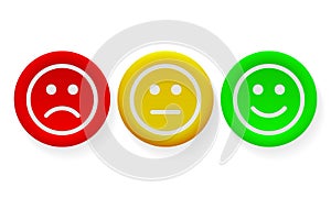 Face smile icon positive, negative opinion vector buttons