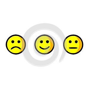 Face smile vector icon. Positive, negative and neutral